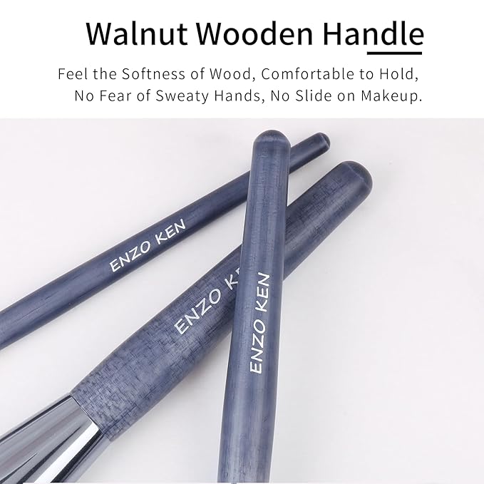 ENZO KEN Natural Purple Badger Hair Makeup Brushes Set Professional, Walnut Makeup Brush Set with Case, Cosmetic Brushes Makeup Set, Natural Makeup Brushes, Natural Bristle Makeup Brushes - ShuiMo