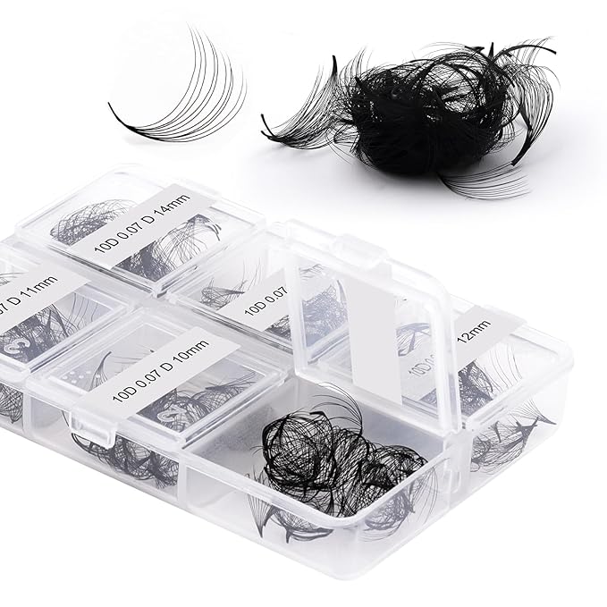 FADLASH Premade Fans Eyelash Extensions 300pcs 10D Premade Lash Fans D Curl Pre Made Fans Lash Extensions Volume Eyelash Extensions Premade Eyelash Fans Loose Fans (10D-0.07D-9-14mm)