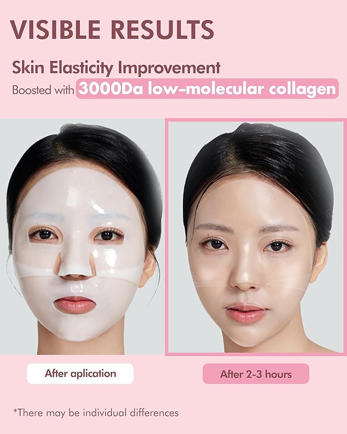 DERMAL Collagen Hydrogel Melting Mask (4 Pack) - Korean Overnight Face Mask for Glassy Skin & Pore Care - Deep Hydration Jelly Gel Sheet with 300Da Low Molecular Collagen - K-Skincare Ritual