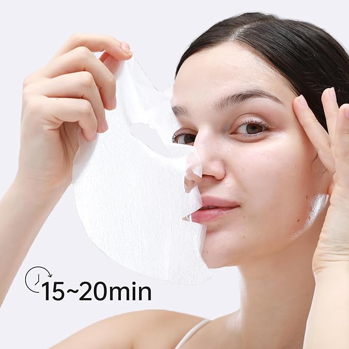 +WIS+ Hyaluronic Acid Face Mask 24 EA with Hyaluronic Acid Serum and Vitamin B5, Facial Mask for Dry Skin, Anti-Aging Mask to Plump and Repair Dehydrated Skin, Safe on Sensitive Skin,gifts for women