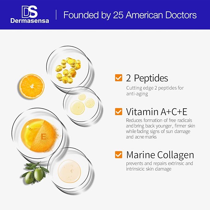 DS Dermasensa Moisturizing Peptide Mask, Brightening Rinse Off Mask with Vitamin A, C and E, Anti Aging Face Mask for Brighter Younger Bouncy Skin with Radiance