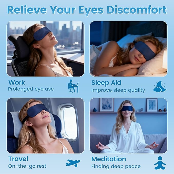 Heated Eye Mask for Dry Eyes, 1500mAh Warm Eyes Compress with Silver-Ion Heating Element, Cordless Eye Heating Pad for Stye Blepharitis Chalazion MGD