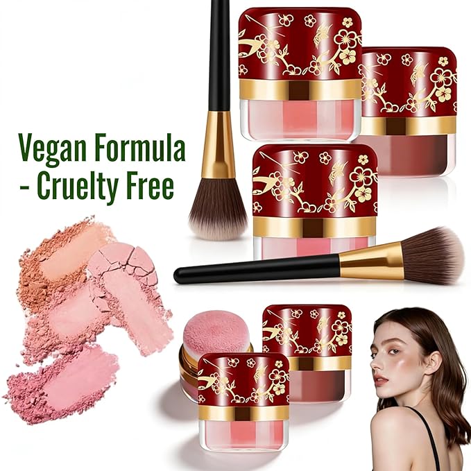 3 Boxes, Makeup Set Kit, Lazy Blush, Powder Blush 3 Color Set, Face Blushes Makeup for Cheeks, Lightweight, Smooth, Vegan & Cruelty-Free, Coral Red-Peach Color-Autumn Berry (1Set)