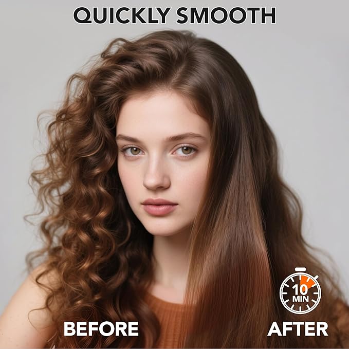 Hair Straightener Brush, HC13 Straightening Brush for Women with Hot Cool Air Blow, Fast Heat Dual Voltage Hair Straightener Brush Comb for Travel, Black