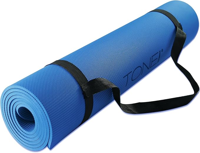 TONE Fitness Yoga Mat 1/4" Thick Non Slip Exercise & Pilates Mat for Home Workouts with Carrying Strap | Multiple Options