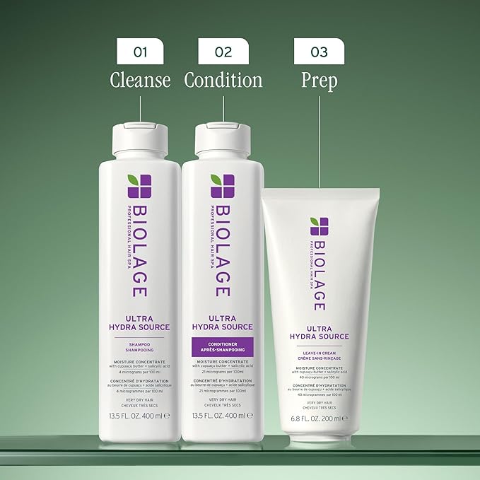 Biolage Ultra Hydra Source Shampoo - Deeply Moisturizes Very Dry Hair, For Thick, Coarse Hair, Infused with Micro-dosed with Cupuaçu Butter & Salicylic Acid