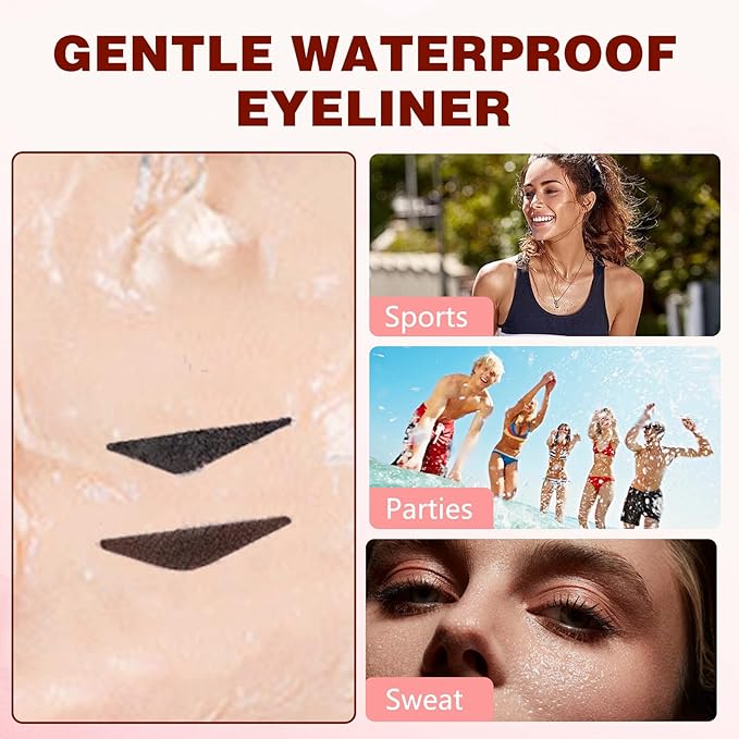 2Pcs Foldable Eyeliner Stamp,One-Piece Eyeliner Stamp Pen,Double-Ended Winged Eyeliners Stamps,Smudge-Proof Waterproof,Quick Shaping Eyeliners Tool for Beginners (Black+Brown)