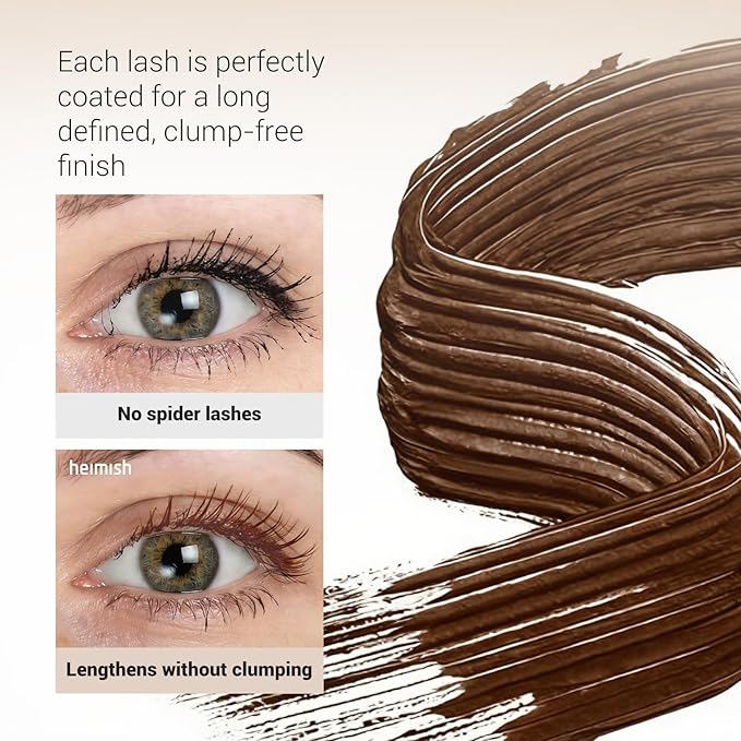 HEIMISH Dailism Smudge Stop Mascara, Volumizing & Lengthening, Long-lasting, Waterproof, Smudge-proof, Non-Clumping, Washable Cleansing Korean Mascara, 0.32oz/9g - Brown Volume