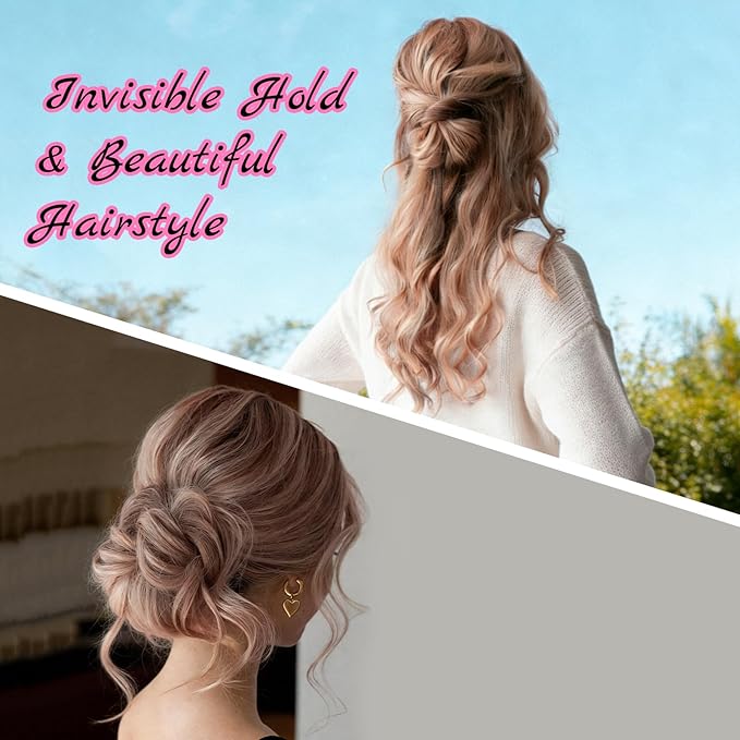 Teenitor 20Pcs Spiral Hair Pins, Spiral Bobby Pins, Spin Pins for Hair Twist, Hair Bun Maker Bobby Pins for Buns with 10 Hair Ties, Rose Gold