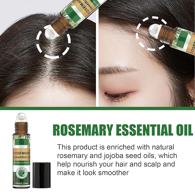 Rosemary Hair Care Gift Set Growth Oil Kit with Spray & Roller，Hair Repair for Strengthen & Nourish - Natural Treatment with Jojoba Oil for Damaged Hair Care Suitable for Women and Me（3.38 Fl Oz）