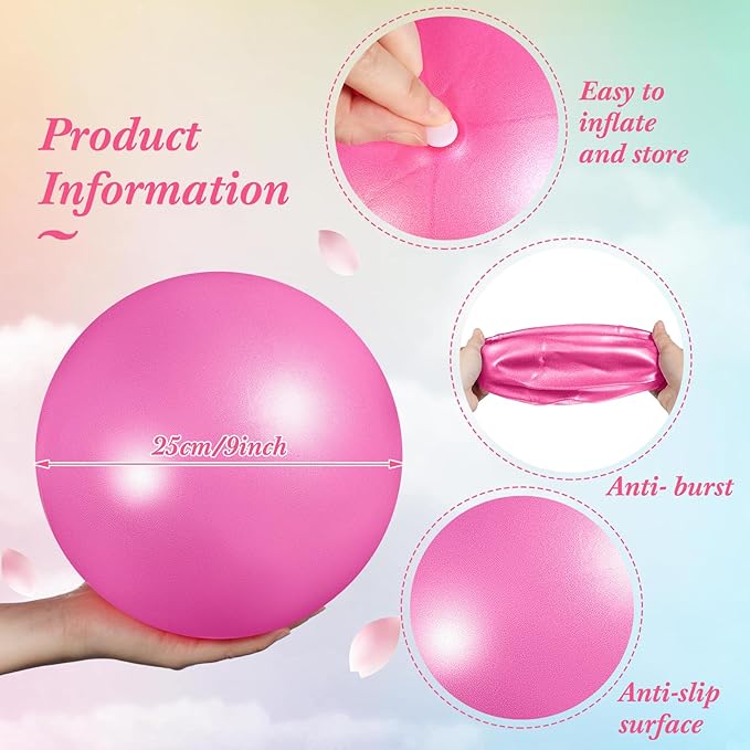 Aoriher 10 Pcs Small Exercise Pilates Ball 9 Inch Mini Yoga Balls Anti Burst and Slip for Stability, Fitness, Physical Therapy, Stretching & Core Strength Workout at Home Gym Office