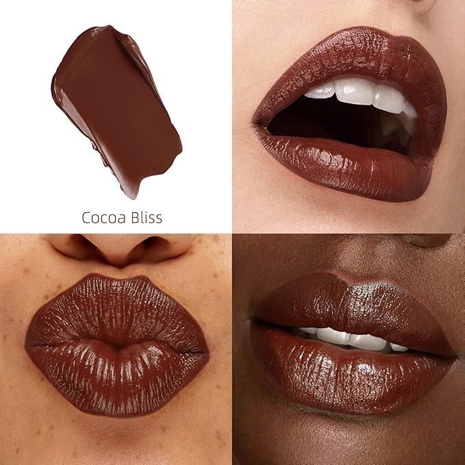 ilembane Cocoa Brown Moisturizing Lipstick — Nourishing Creamy Formula for Dry Lips, Lightweight Glossy Finish,Warm Chocolate Nude for Women (Cocoa Bliss)