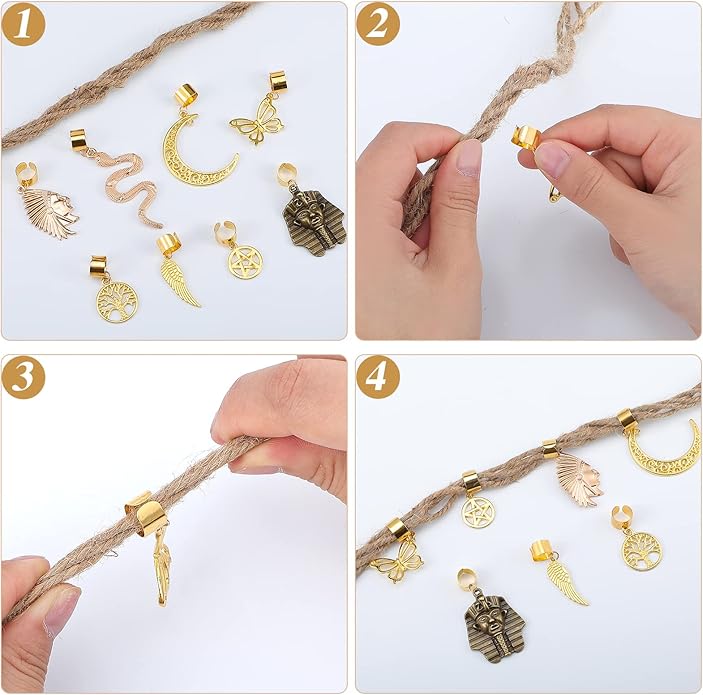 40 Pcs Hair Clips for Braids Locs Hair Jewelry Braids Hair Clips Gold Hair Accessories for Braids Hair Beads African Style Butterfly DIY Hair Jewelry Pendant Hair Charms Decoration for Braiding