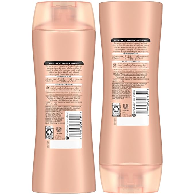 Suave Moroccan Oil Infusion Shampoo & Conditioner Set - Argan Oil for Damaged, Dry Hair, Shine & Healthy Locks, 12.6 Oz (2 Pieces)