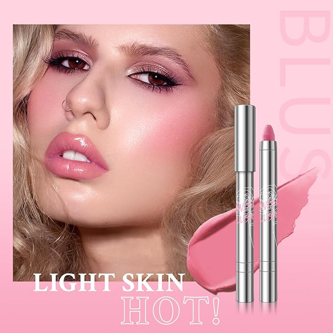 Cream Blush Stick for Cheeks, Cream to Powder Makeup (02#)