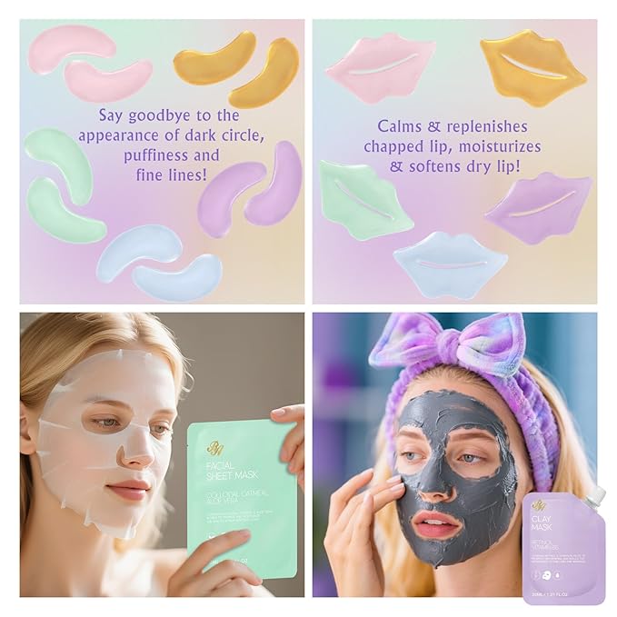 Valentines Day Gifts for Women, 38 Pcs Hydrating Skin Care Face Sheet Mask, Bath & Body Spa Set, Self-Care Pampering Gift Basket, Bath Bomb, Eye Mask, Face Serum, Lip Gloss, Mother Day, Birthday