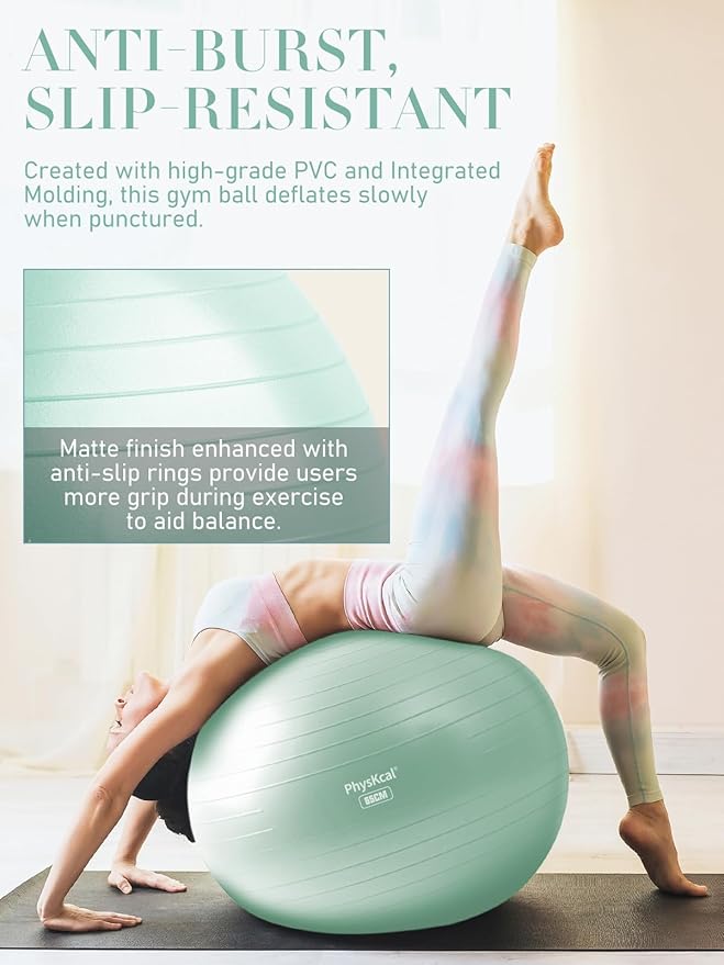 Yoga Ball for Exercise, Pilates Set, 4 Sizes Fitness Ball for Workout, Birthing, Pregnancy, Physical Therapy- Pump Included