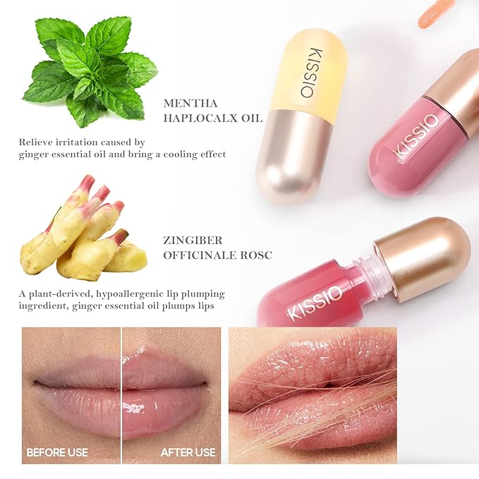 KISSIO Lip Plumper,Color Lip Plumper Gloss,Shimmer,Lip
