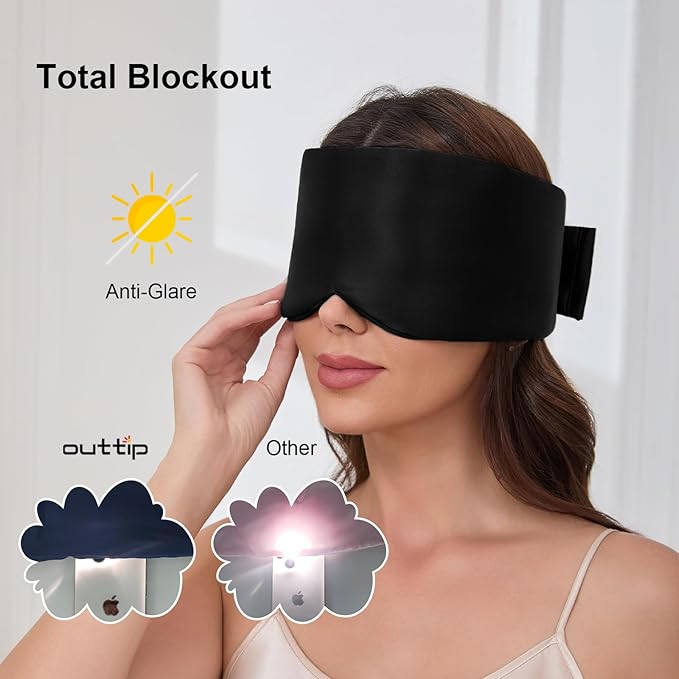 100% Mulberry Silk Sleep Mask for Women & Men Beauty Sleep, Adjustable Blindfold Silk Eye Mask for Sleeping Side Sleepers, Soft Pressure-Free Design for Home, Travel, Office, Napping, Christmas Gift