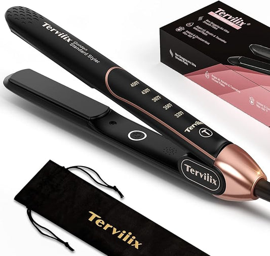 Terviiix Non-Snagging Ceramic Flat Iron Hair Straightener 1 inch, Plancha De Cabello,3X Less Damage Hair Straightener and Curler, 15s Fast Heating, 5 Adjustable Heats, Max 450°F