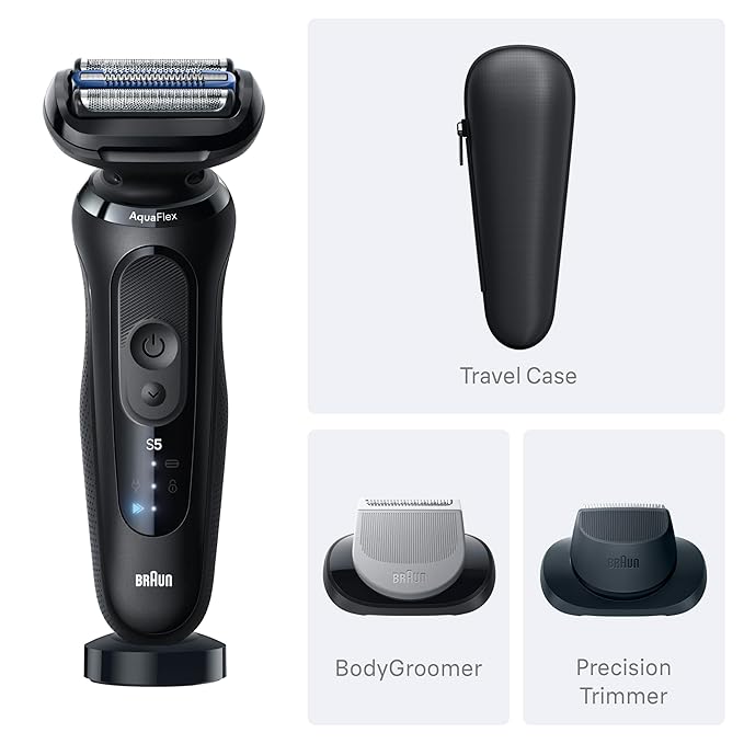 Braun Electric Razor for Men Series 5, Beard Shaver, Electric Shaver with Body Groomer and Travel Case, S5 5155cs