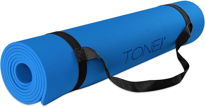 TONE Fitness Yoga Mat 1/4" Thick Non Slip Exercise & Pilates Mat for Home Workouts with Carrying Strap | Multiple Options