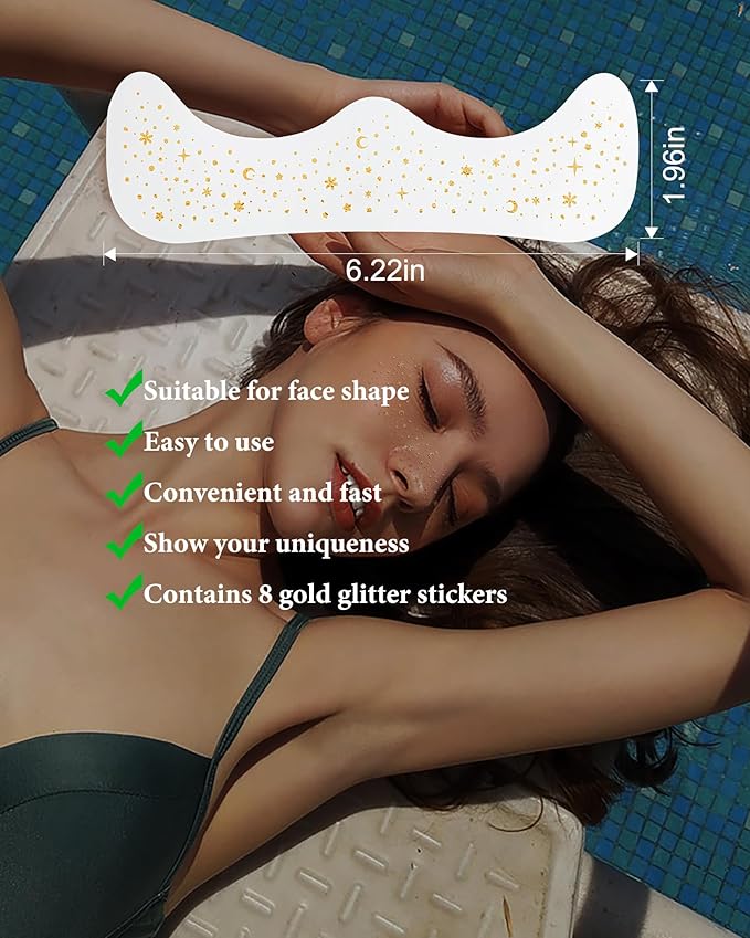 Makeup Pathes, Body Face Glitter for Kids Women Girls, Gold Snowflake Glitter Makeup for Face, Singer Concerts Festival Holiday Party Rave Accessories - 8 Counts