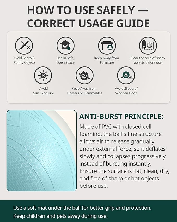 Trideer Pregnancy Birthing Ball - 1.7mm Extra Thick Yoga Ball for Maternity, Labor, Exercise, Physio, Recovery - Guide & Baby Memory Book Included - 440LB Anti-Burst & Non-Slip Stability