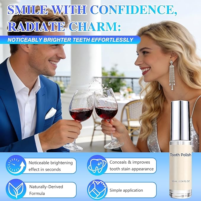 Tooth Polish & Whitening Paint - Instant Visible Brightening, Gentle Formula, Portable Easy-to-Use Teeth Whitener for Confident Smile (2Pcs)