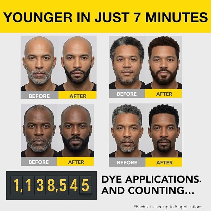 2X Reusable Hair & Beard Dye for Black Men – Black | Up to 10 Uses, 7 Minutes | Natural Gray Coverage, No-Drip Cream with SkinArmour® – Cleverman