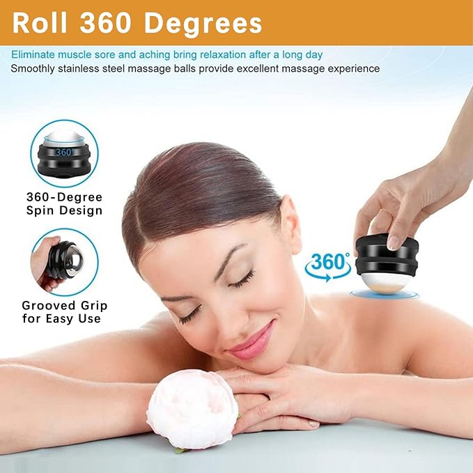 Cold Massage Roller Ball - Deep Tissue, Stiffness, 6 Hours Cold Therapy Manual Massage Ball, Joint Pain, Stress Relief, Suitable for Neck, Back, Shoulders, Arms, Legs, Thighs etc