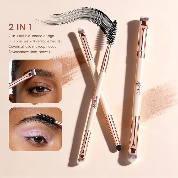 NEONIQ 14 PCS Professional Makeup Brushes, Makeup Brush Set, Foundation Powder Blending Concealer Eyeshadows Blush Cosmetics Brushes,Versatile Face Make Up Tools For Liquid, Cream, Loose(Pink)