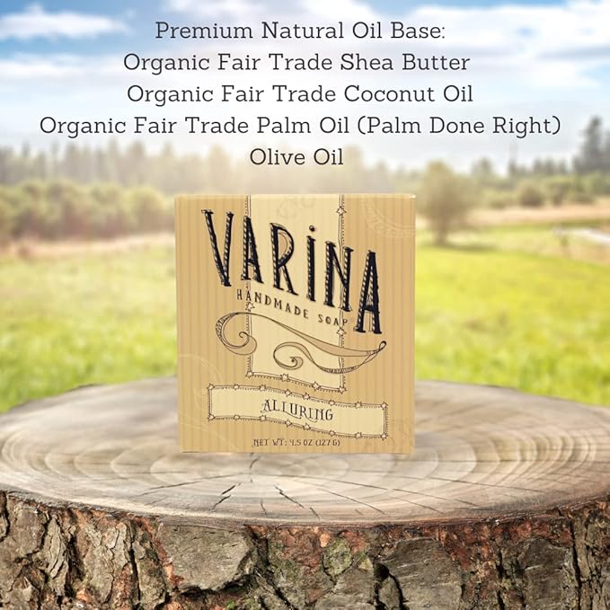Varina Natural Alluring Bar Soap - Gentle Cleansing for Sensitive Skin, Floral - 3 Pack