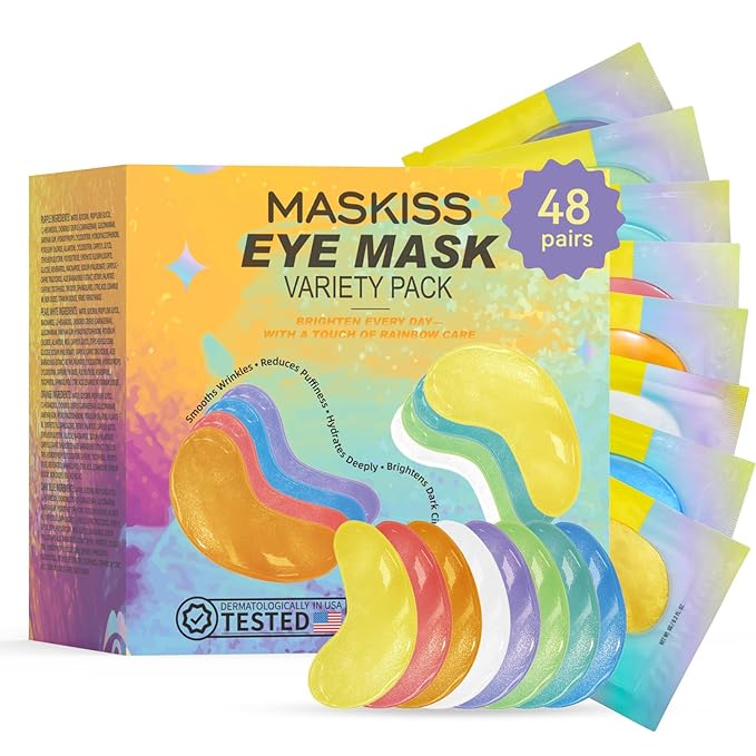 Maskiss Under Eye Patches Variety Pack (48 Pairs), Stocking Stuffers for Women, Eye Masks for Dark Circles Puffy Eyes With 8 Colors (6 Pairs/Color), Vegan Skin Care Gifts for Teen Girls
