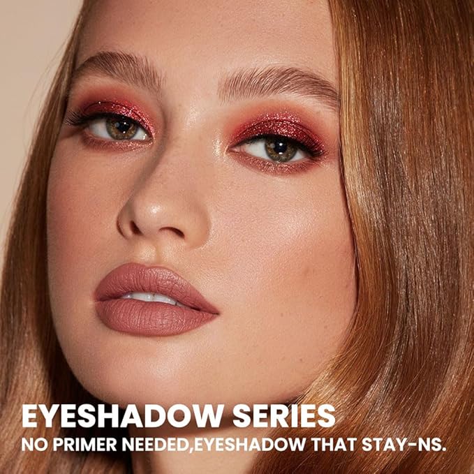 SUAKE Liquid Sparkling Glitter Eye Shadow – Rose Gold Cherry Eyeshadow, Eyeliner, Eyelid Shimmer Highlight Makeup, Highly Pigmented sombra de para ojos,Waterproof Quick-Drying (06Rose#)