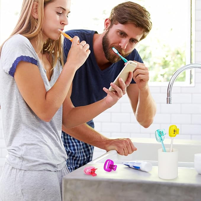 6 Pack Toothbrush Covers Portable Toothbrush Protector Coverings Clips Travel Protector Plastic Brush Pod Protection Clip Case Tooth Brush Covers for Kids Bathroom Home Travel Supplies
