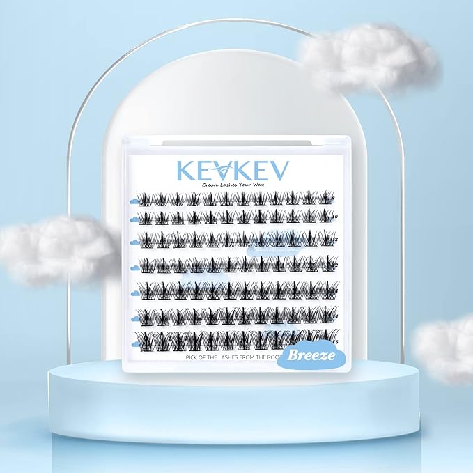 KevKev Lash Clusters 84 Pcs DIY Cluster Eyelash Extensions Individual Lashes Soft & Comfortable (Breeze, C-12mm)