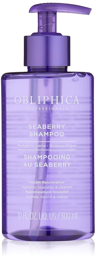 Obliphica Seaberry Shampoo for Medium to Coarse Hair - Frizz Free, Nourished, and Damaged Repaired Hair - Hair Mask & Treatment for Dry Hair and Growth - 10 Fl Oz.