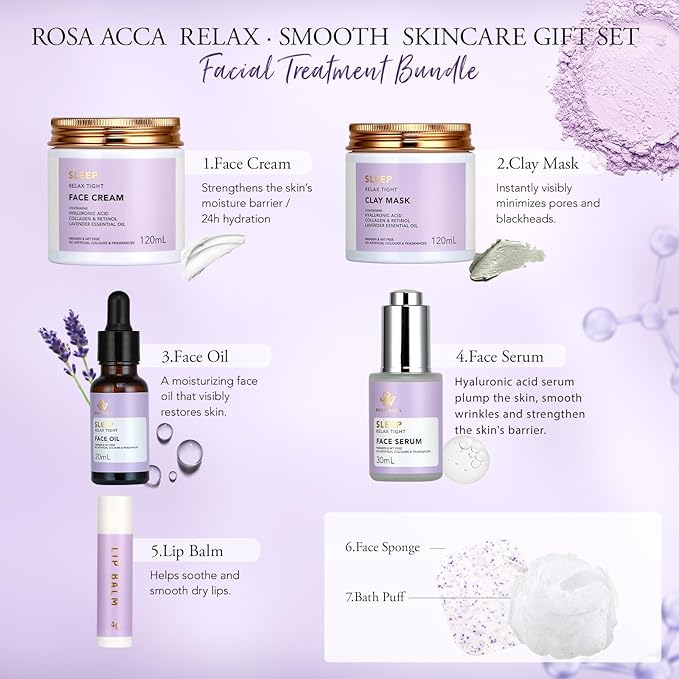 Valentines Day Gifts for Women, 30Pcs Skin Care Set, Bath & Body Gift Set, Face Cream, Essential Oil, Scented Candle, Serum, Lavender Scented, Spa Birthday Gifts, Mother's Day Gift, Christmas