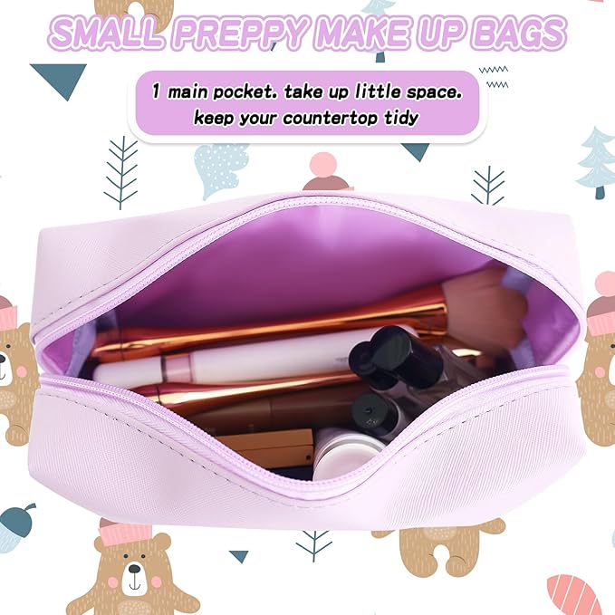 URSKYTOUS Gifts for Girls Initial Makeup Bag Personalized Cosmetic Bag with Zipper Cute Travel Toiletry Bag Waterproof PU Preppy Makeup Pouch Birthday Gift for Teen Girls Women(Purple Y)