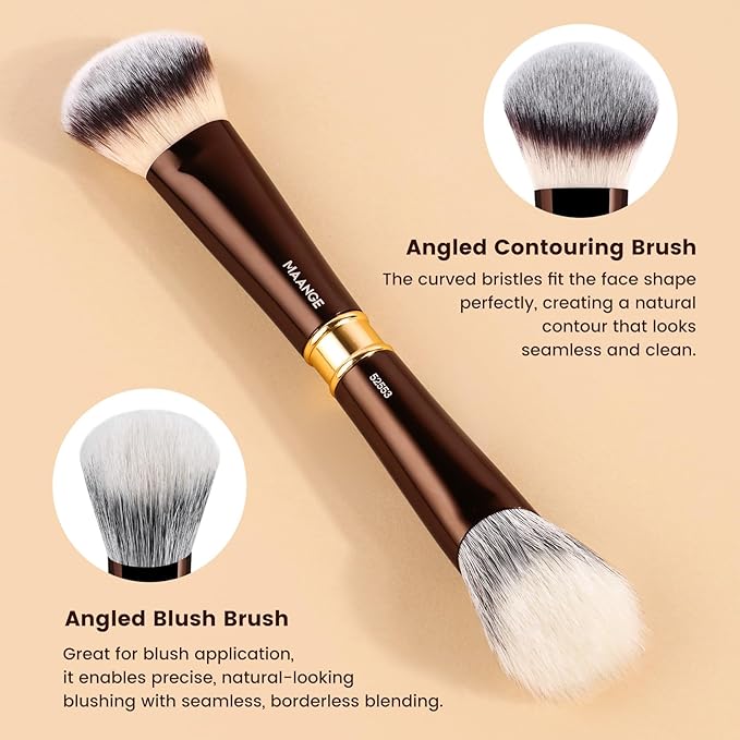 MAANGE 13Pcs Makeup Brushes with Case, Professional Brochas De Maquillaje for Face & Eyes, Soft Synthetic Foundation Powder Blush Eyeshadow Brush Kit with Gift Box,CoffeeBrown