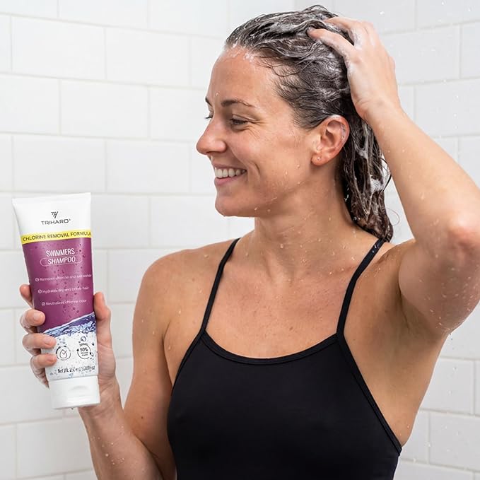TRIHARD Chlorine Defense Swim Shampoo and Conditioner Combo, Protect and Hydrate Hair from Pool & Ocean, Nourishing Pre and Post Swim Chlorine and Hard Water Hair Protection