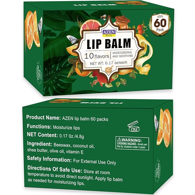 AZEN 60 Pack Lip Balm, Natural