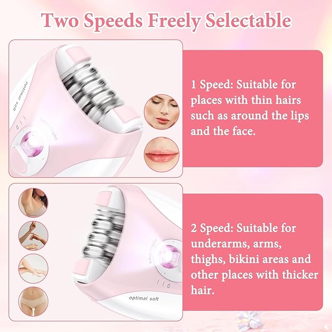 Facial Epilator for Women, Lady Epilators Hair Removal for Face, Epilators with LED Light, Two Speed Hair Removal Device, Epilator for Women, Pluxy Facial Hair Removal for Bikini Arm Legs Armpits