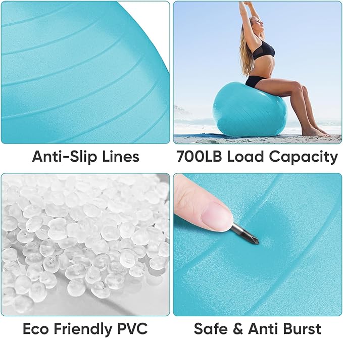 APEXUP Yoga Ball Exercise Ball Anti Slip Heavy Duty for Fitness, Balance & Core Workout