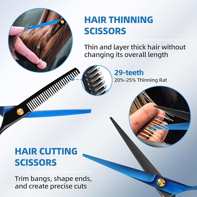 ETHTXE Professional Hair Cutting Scissors Kit, 6.5" Barber Cutting & Texturizing Shears – Premium Stainless Steel Salon Scissors for Men, Women, Home Use, Professional Barbers and Gift Giving
