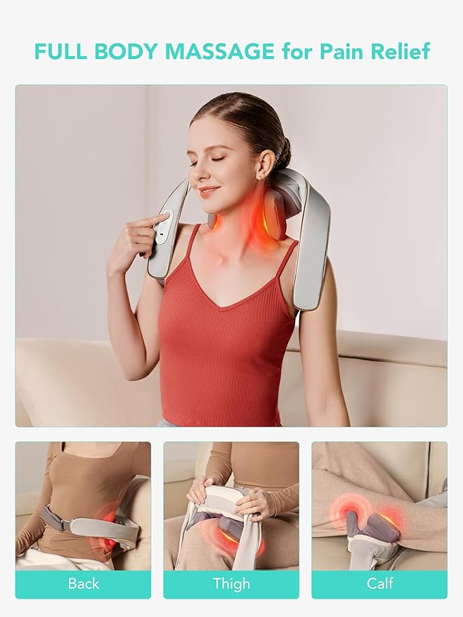 SKG Neck Massager with Heat for Pain Relief, Deep Tissue 6D Kneading, Cordless Neck and Shoulder Massager Valentine Pick for Men and Women, Family and Friends