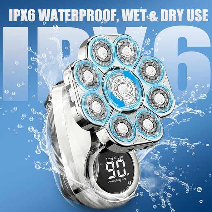 Electric Razor for Men, 9.0 Shaver - IPX7 Waterproof Wet Dry Razor, Rechargeable Cordless with Smart Screen Display, Magnetic Detachable Blades (Standalone Machine)