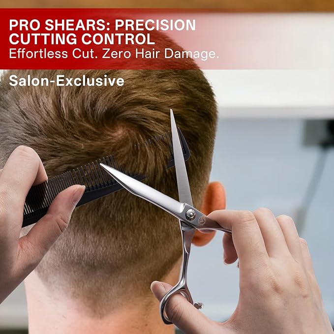 6 Inch Professional Hair Cutting Scissors, VG10 Japanese Steel Barber Shears with Convex Edge, Lightweight Ergonomic Design for Salon, Barber & Home Use