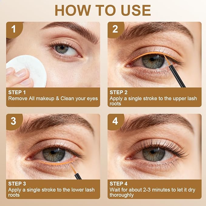 W3W Eyelash Serum - Nourishing eyelash Growth Serum for Eyelash Growth for Natural Longer, Fuller,and Thicker Lashes(Gold)4ML